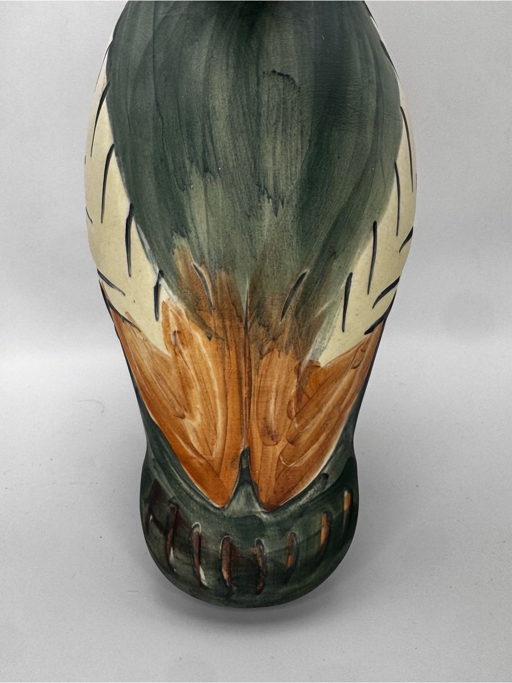 Hand-Painted Duck Decoy Home Accent in Green and Cream - Picture 4 of 8